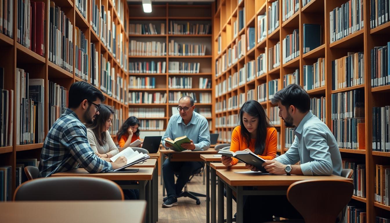 Students collaborating in study space